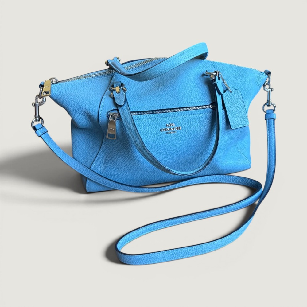 Coach Prairie Satchel Light Blue Pebble Leather Handbag 33974 Crossbody Bag
